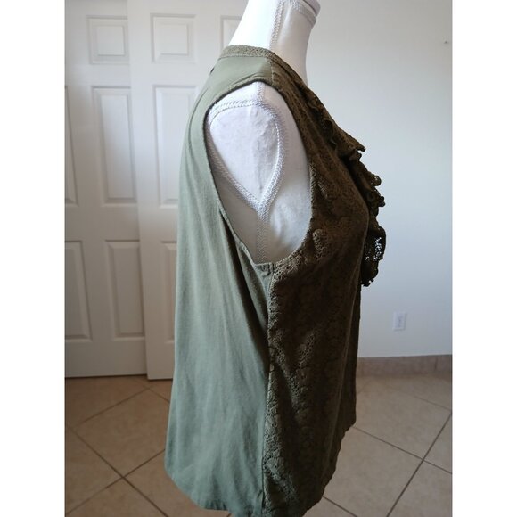 Chaps Denim Petite PXL  Blouse Womens Lace VNeck Sleeveless Lined Summer Spring - Picture 5 of 13